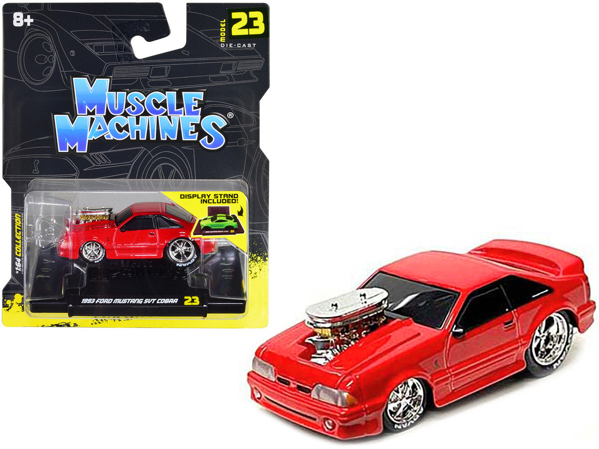 1993 Ford Mustang SVT Cobra Red 1/64 Diecast Model Car by Muscle Machines-0