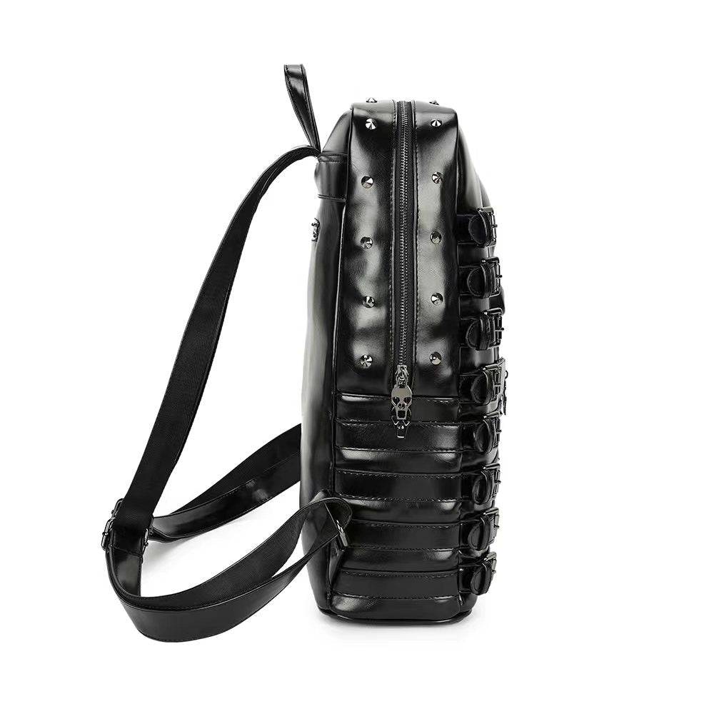 3D Skull Backpack Rivet Studded PU Leather Travel Punk Laptop Backpack Laptop Bag-4