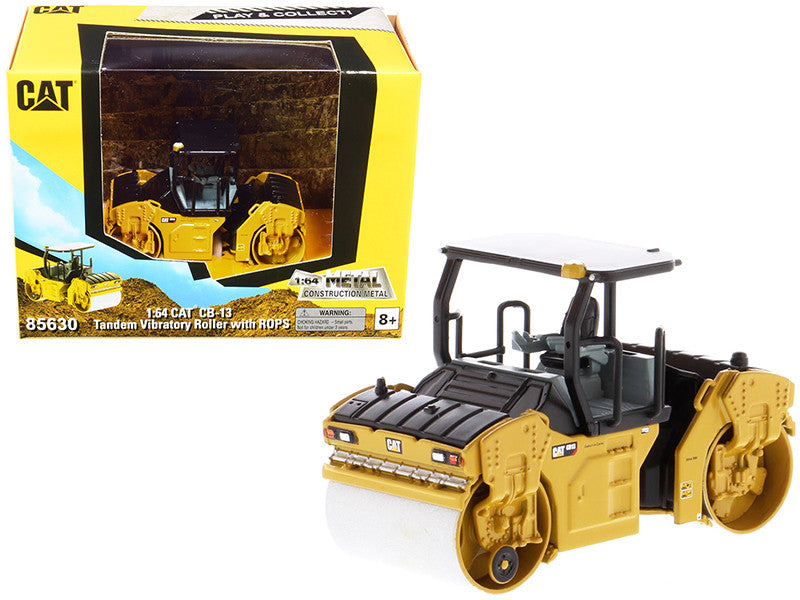 CAT Caterpillar CB-13 Tandem Vibratory Roller with ROPS "Play & Collect!" Series 1/64 Diecast Model by Diecast Masters-0