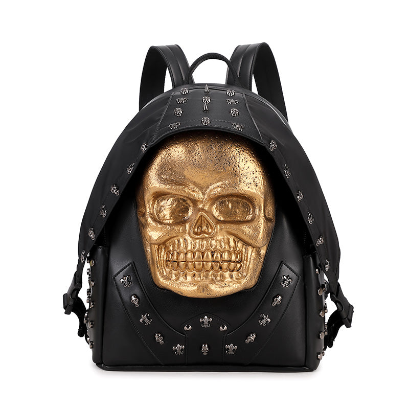 3D Backpack 3D PU Leather Skull Studded Computer Backpack-6
