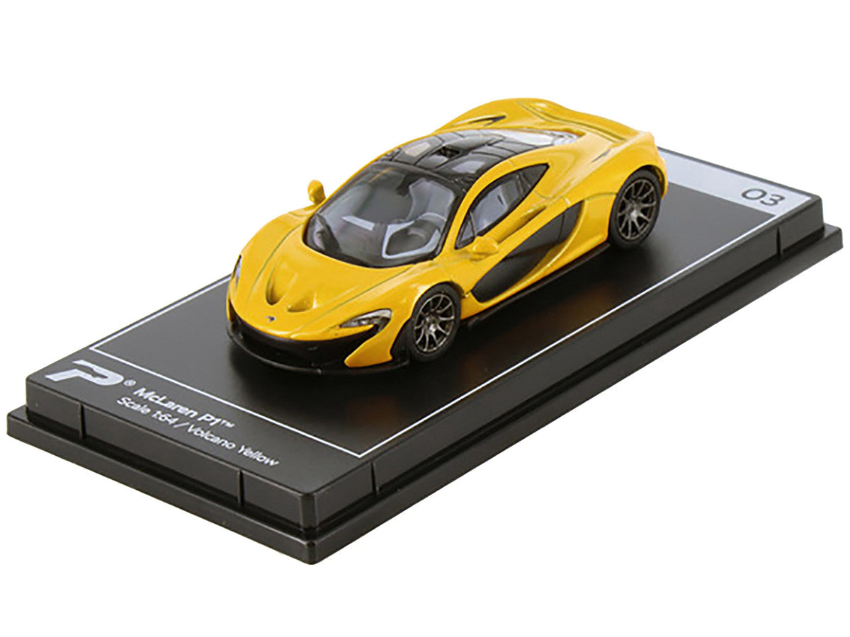 McLaren P1 Volcano Yellow Metallic with Black Top "Hypercar League Collection" 1/64 Diecast Model Car by PosterCars-1