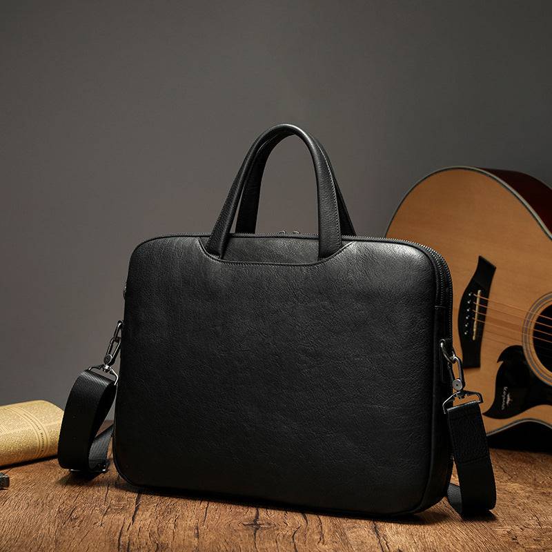 Mens Vintage Leather Buiness Briefcase Shoulder Cross Body Bag Large Volumn 2800-4