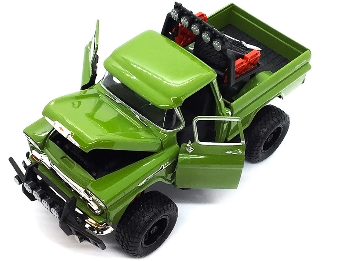 1958 Chevrolet Apache Fleetside Pickup Truck Off Road Green 1/24 Diecast Model by Motormax-2