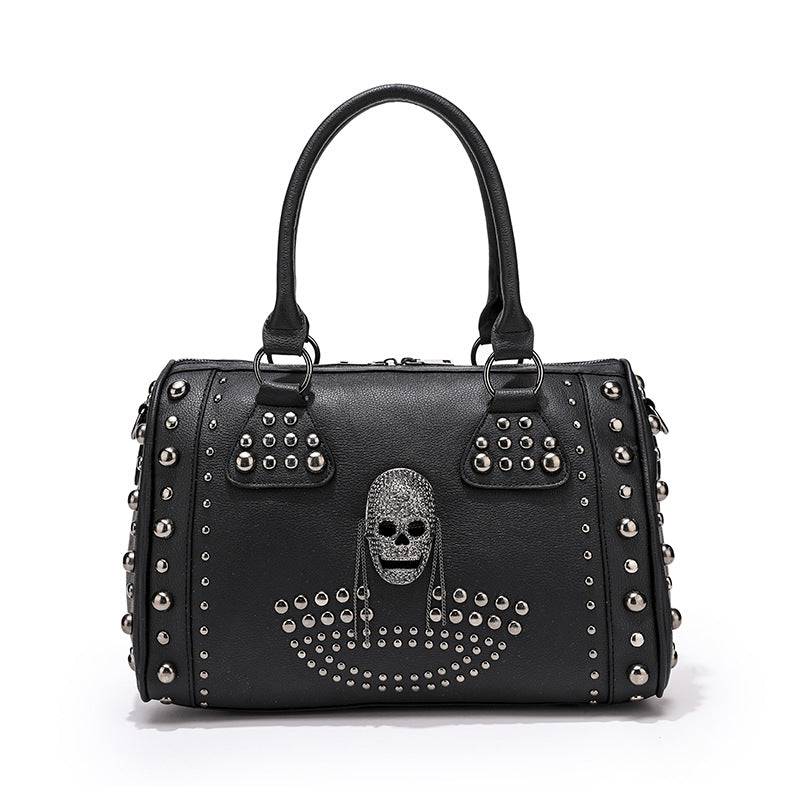 3D Crystal Skull Bag With Studded Satchels-0