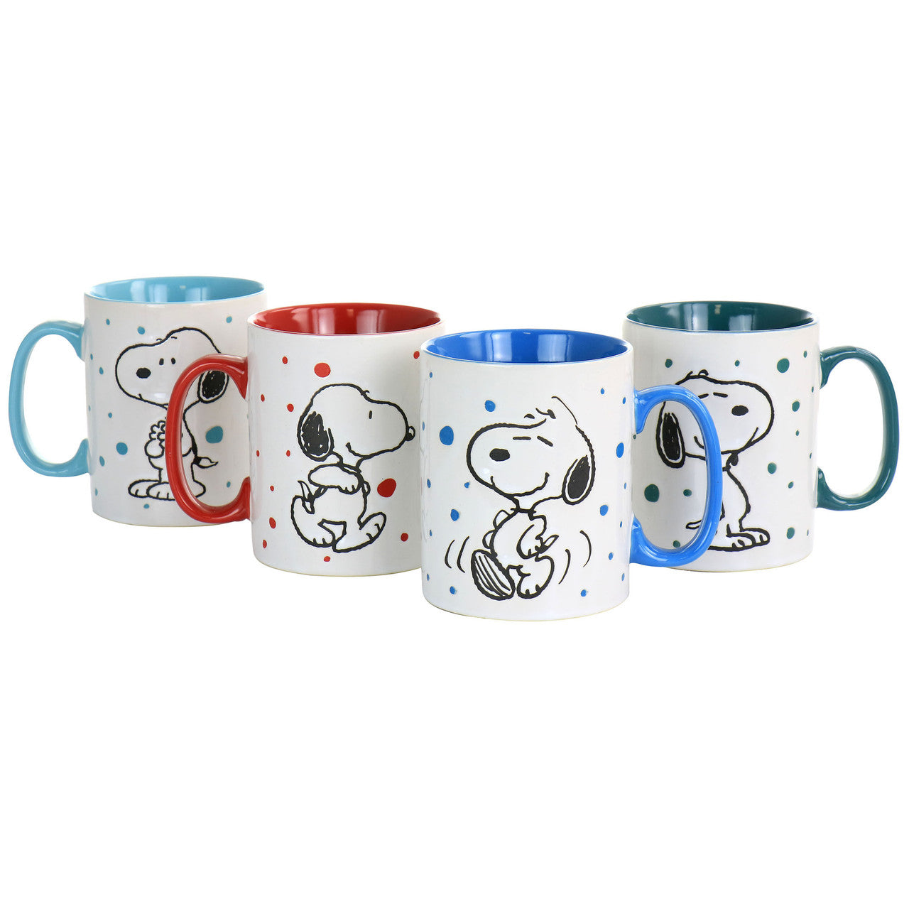 Gibson Peanuts Freckled Joy 15oz Stoneware 4 Piece Mug Set in Assorted Designs-0