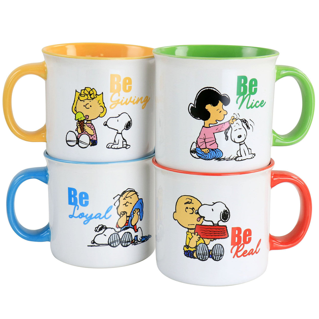 Peanuts Gentle Reminders Stoneware 4 Piece 21oz Mug Set in Assorted Designs-0