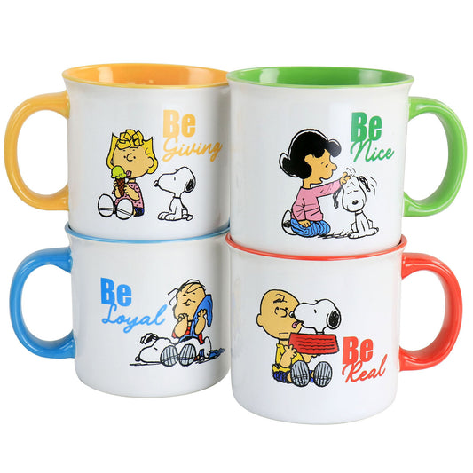 Peanuts Gentle Reminders Stoneware 4 Piece 21oz Mug Set in Assorted Designs-0