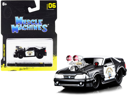 1993 Ford Mustang SVT Cobra CHP "California Highway Patrol" Black and White 1/64 Diecast Model Car by Muscle Machines-0