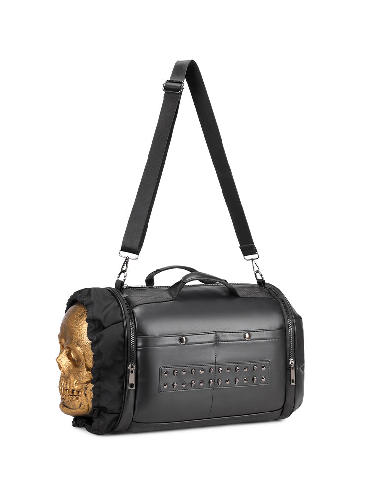 3D Duffel Bag 3D PU Leather Large Studded Skull Travel Duffel Shoulder Bag-4