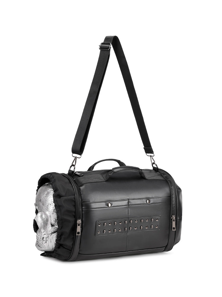 3D Duffel Bag 3D PU Leather Large Studded Skull Travel Duffel Shoulder Bag-1