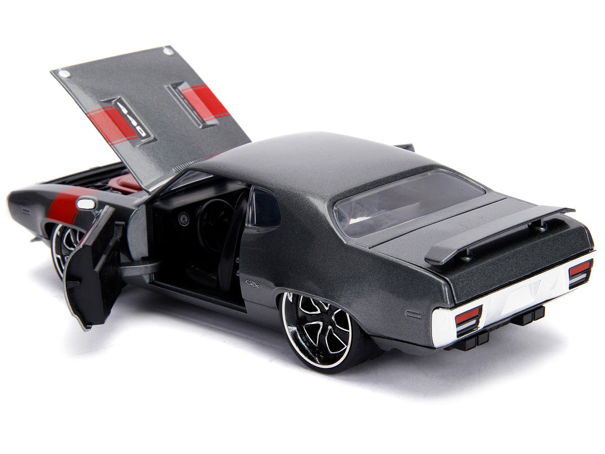 1972 Plymouth GTX 440 Metallic Gray with Red Stripe "Bigtime Muscle" 1/24 Diecast Model Car by Jada-3