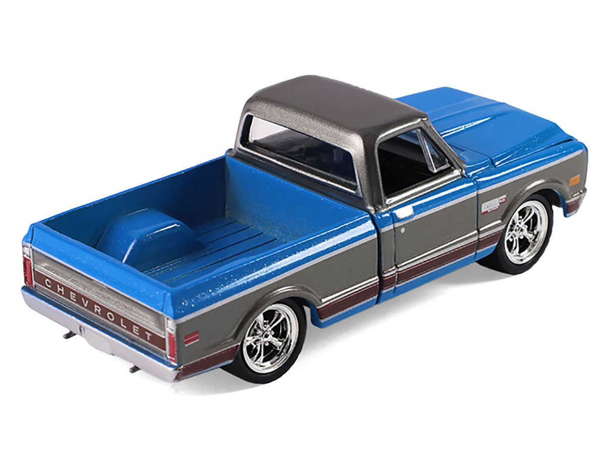 1972 Chevrolet Cheyenne C10 Short Bed Pickup Truck Electric Blue and Gunmetal Gray Metallic "Hobby Exclusive" Series 1/64 Diecast Model Car by Greenlight-1
