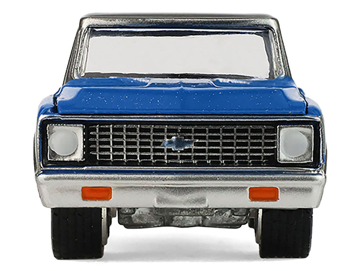 1972 Chevrolet Cheyenne C10 Short Bed Pickup Truck Electric Blue and Gunmetal Gray Metallic "Hobby Exclusive" Series 1/64 Diecast Model Car by Greenlight-2
