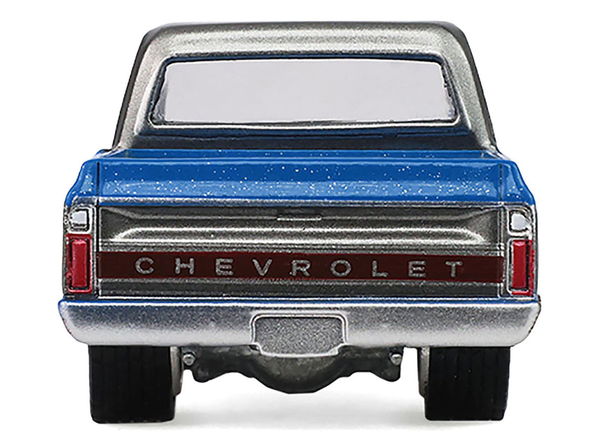 1972 Chevrolet Cheyenne C10 Short Bed Pickup Truck Electric Blue and Gunmetal Gray Metallic "Hobby Exclusive" Series 1/64 Diecast Model Car by Greenlight-3