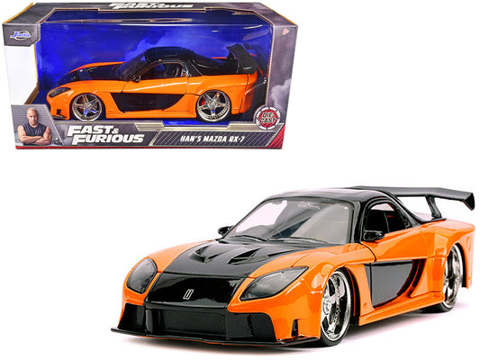 Han's Mazda RX-7 RHD (Right Hand Drive) Orange and Black "Fast & Furious" Movie 1/24 Diecast Model Car by Jada-0