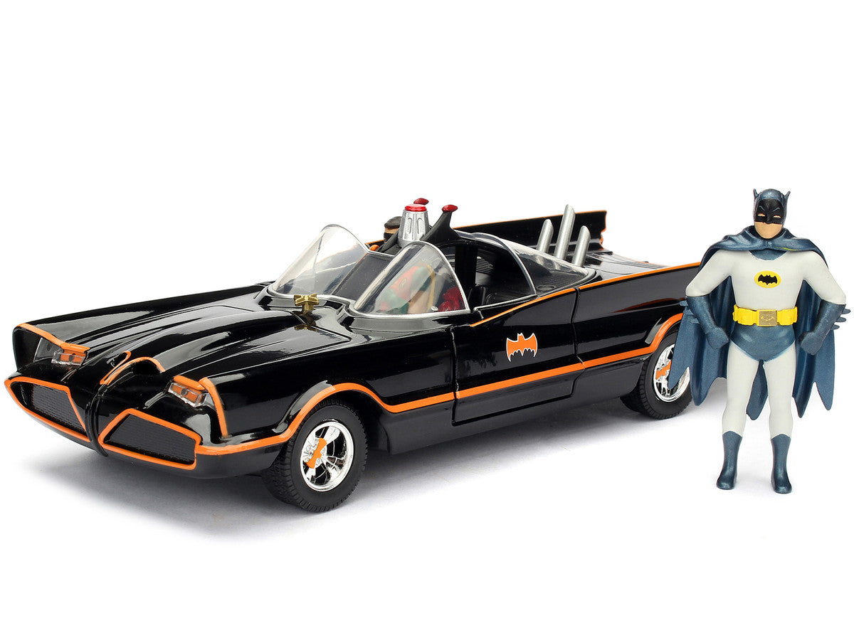 Model Kit Classic Batmobile Black with Batman Diecast Figure "Batman" (1966-1968) TV Series "Build N' Collect" 1/24 Diecast Model Car by Jada-2