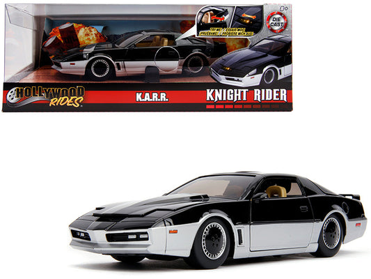 K.A.R.R. Black and Silver with Light "Knight Rider" (1982) TV Series "Hollywood Rides" Series 1/24 Diecast Model Car by Jada-0