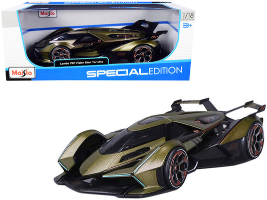Lamborghini V12 Vision Gran Turismo Matt Green Metallic 1/18 Diecast Model Car by Maisto-0