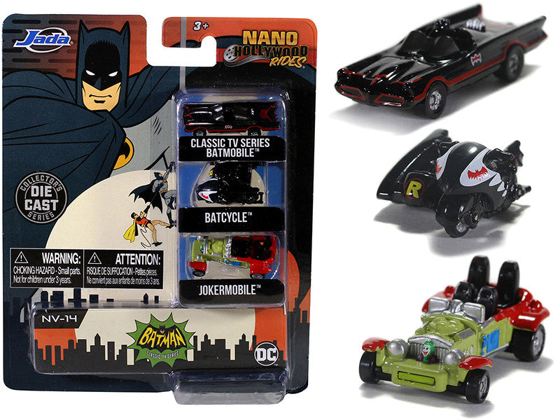 "Batman" (1966-1968) Classic TV Series 3 piece Set "Nano Hollywood Rides" Diecast Models by Jada-0