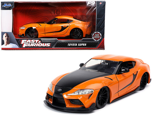 Toyota Supra Orange with Black Stripes "Fast & Furious 9 F9" (2021) Movie 1/24 Diecast Model Car by Jada-0