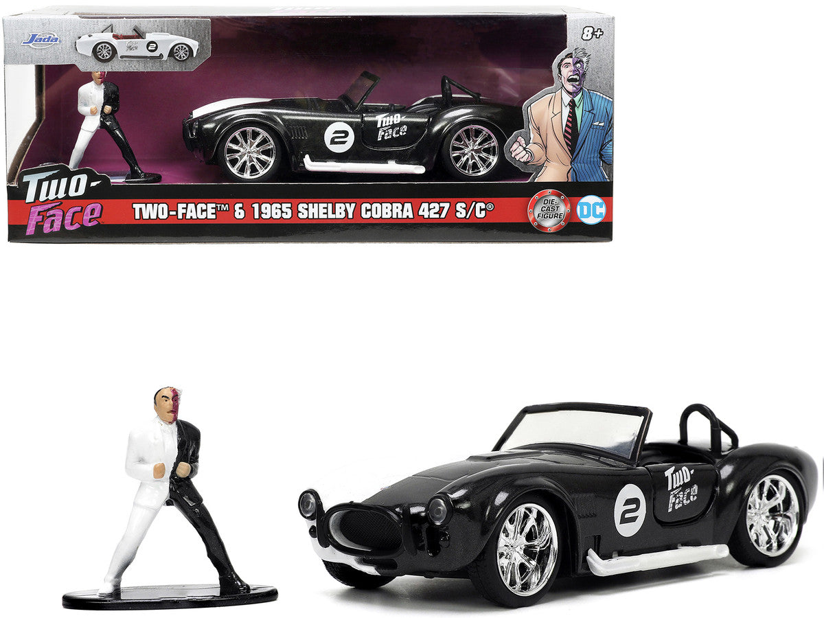1965 Shelby Cobra 427 S/C #2 Black Metallic and White and Harvey Two-Face Diecast Figure "Batman" "Hollywood Rides" Series 1/32 Diecast Model Car by Jada-0