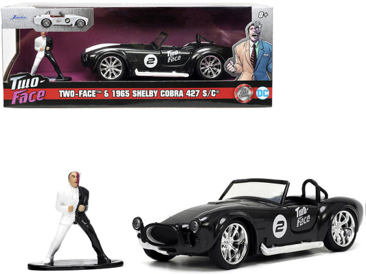 1965 Shelby Cobra 427 S/C #2 Black Metallic and White and Harvey Two-Face Diecast Figure "Batman" "Hollywood Rides" Series 1/32 Diecast Model Car by Jada-0