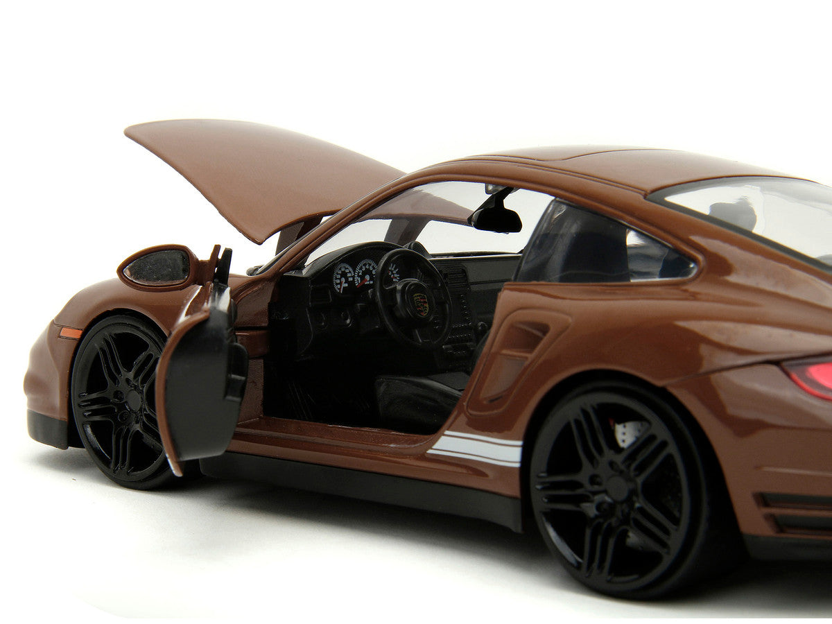 Porsche 911 Turbo Brown and Brown M&M Diecast Figure "M&M's" "Hollywood Rides" Series 1/24 Diecast Model Car by Jada-2