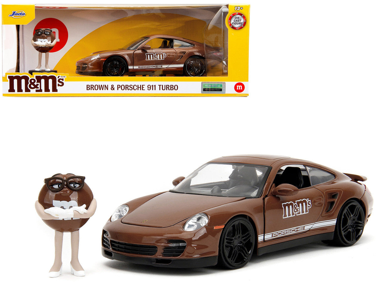 Porsche 911 Turbo Brown and Brown M&M Diecast Figure "M&M's" "Hollywood Rides" Series 1/24 Diecast Model Car by Jada-0