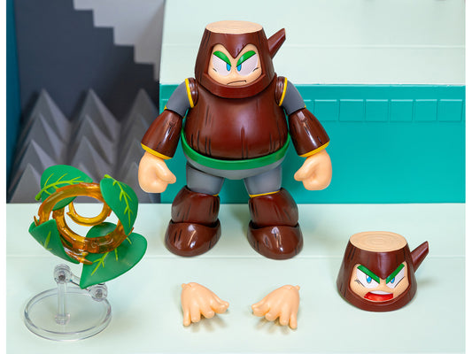 Wood Man 5" Moveable Figure (Deluxe Version) with Accessories and Alternate Head and Hands "Mega Man" (1987) Video Game Model by Jada-0