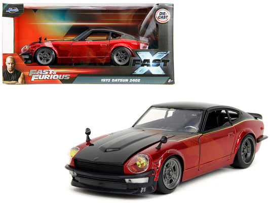 1972 Datsun 240Z Black and Red Metallic with Graphics "Fast X" (2023) Movie "Fast & Furious" Series 1/24 Diecast Model Car by Jada-0