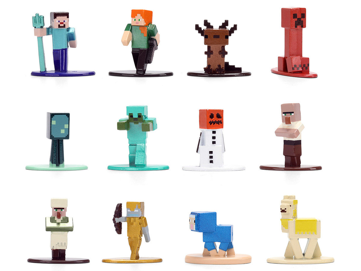 Set of 12 Diecast Figures "Minecraft" Video Game "Nano Metalfigs" Series Diecast Models by Jada-1