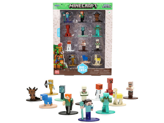 Set of 12 Diecast Figures "Minecraft" Video Game "Nano Metalfigs" Series Diecast Models by Jada-0