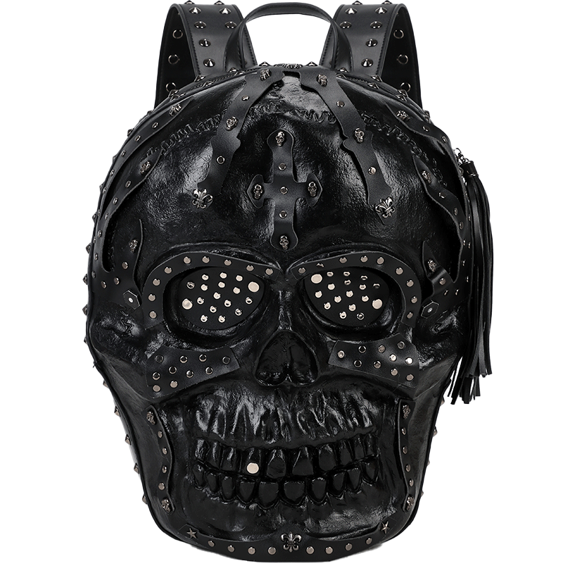 3D Backpack 3D  PU Leather Skull Studded Backpack-1