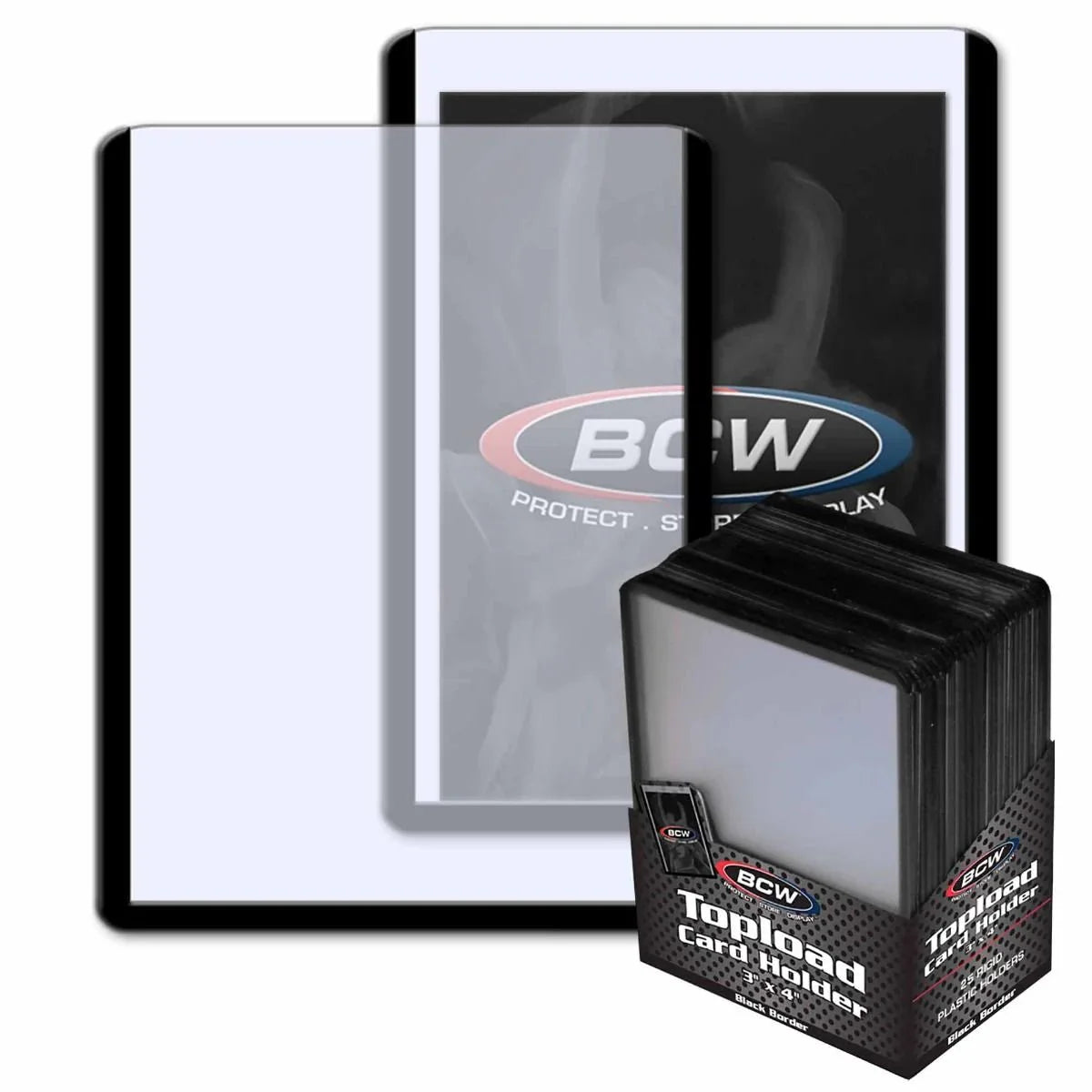 BCW 3x4 Topload Premium Card Sleeve Holder, Black Border-0