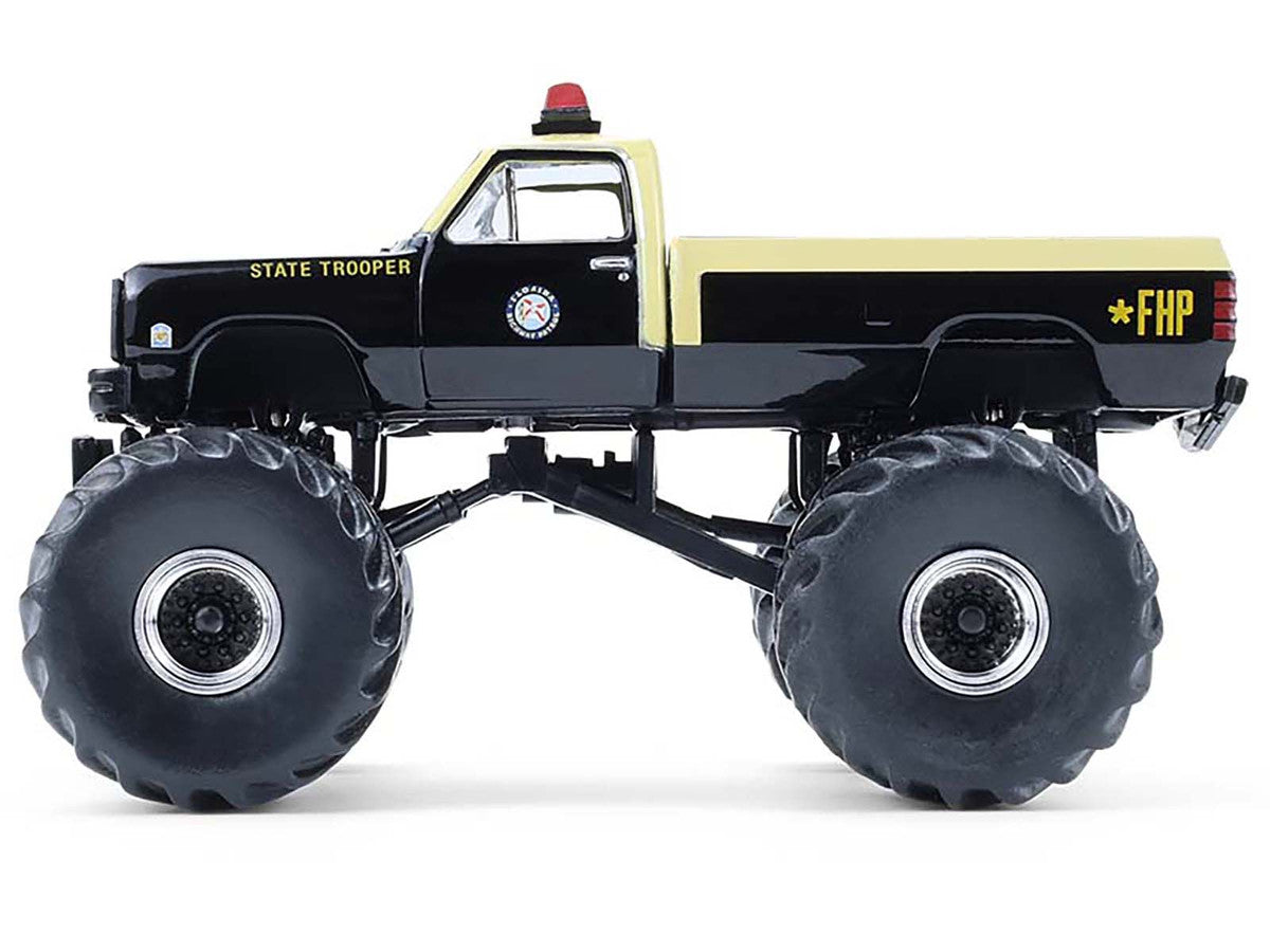 1983 Dodge Ram W350 Monster Truck "Florida Highway Patrol" Black with Cream Top and Stripes "Kings of Crunch - Hot Pursuit" Special Edition 1/64 Diecast Model Car by Greenlight-0