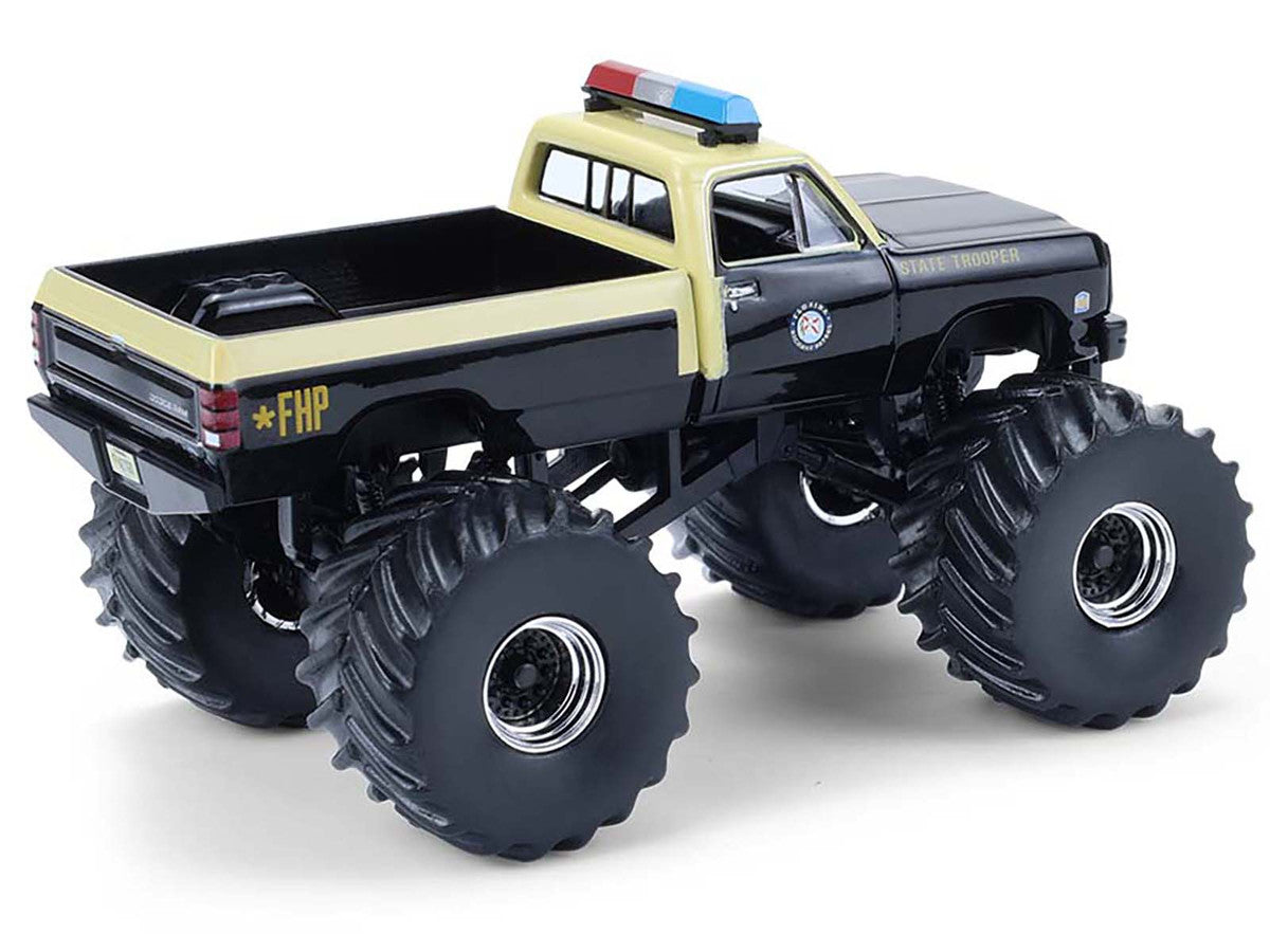 1983 Dodge Ram W350 Monster Truck "Florida Highway Patrol" Black with Cream Top and Stripes "Kings of Crunch - Hot Pursuit" Special Edition 1/64 Diecast Model Car by Greenlight-2