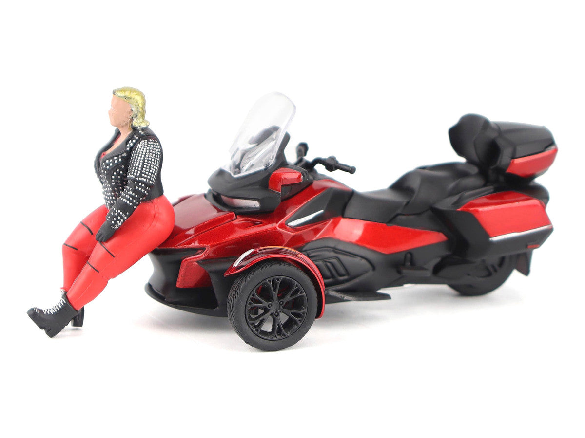 Can-Am Spyder RT Limited 3-Wheel Motorcycle Deep Marsala Red Metallic with Driver Figure 1/32 Diecast Model by BRP Models-1