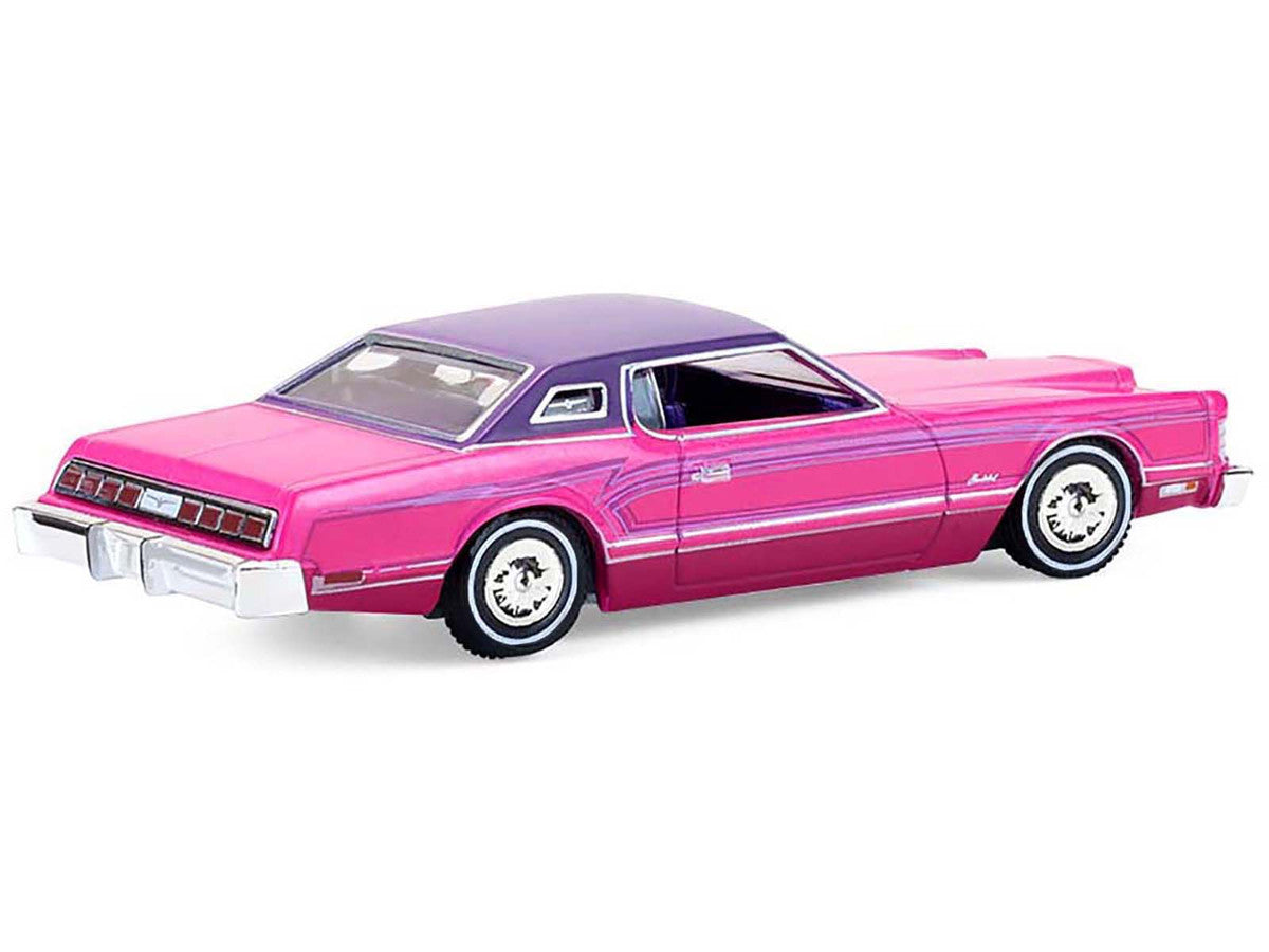 1975 Ford Thunderbird Lowrider Pink Metallic with Purple Top and Graphics with Purple Interior "California Lowriders" Series 7 1/64 Diecast Model Car by Greenlight-3