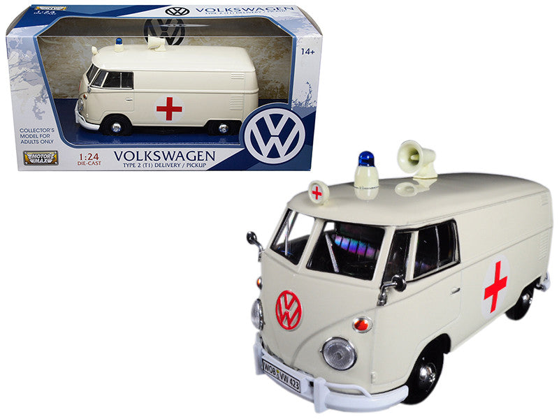 Volkswagen Type 2 (T1) Ambulance Cream 1/24 Diecast Model by Motormax-0