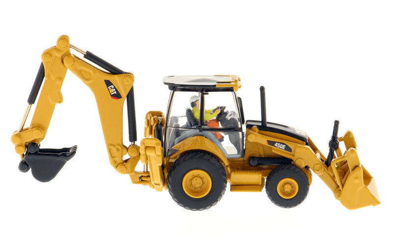 CAT Caterpillar 450E Backhoe Loader with Operator "High Line" Series 1/87 (HO) Scale Diecast Model by Diecast Masters-1