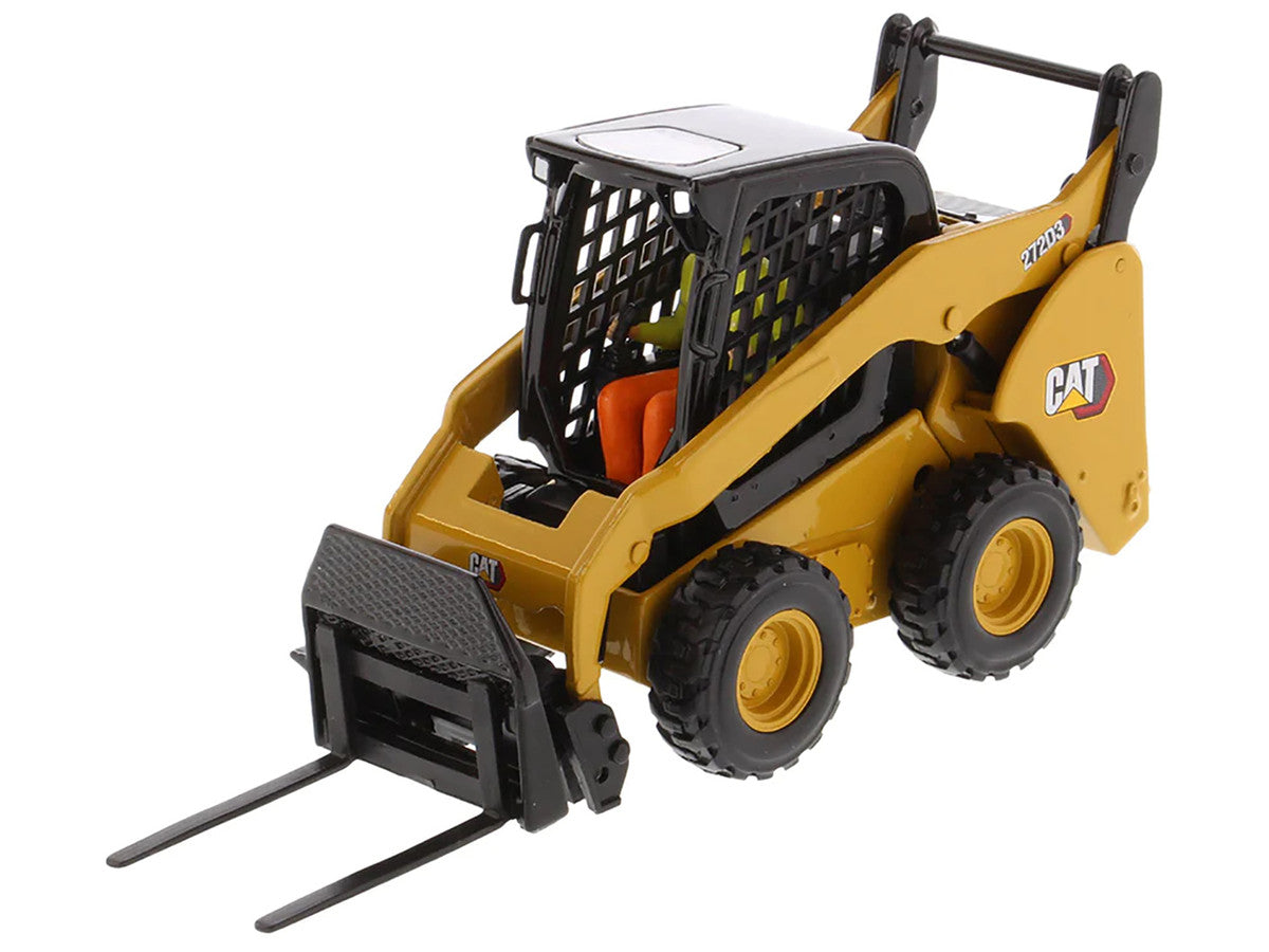 CAT Caterpillar 272D3 Skid Steer Loader with Operator Yellow "High Line" Series 1/32 Diecast Model by Diecast Masters-1