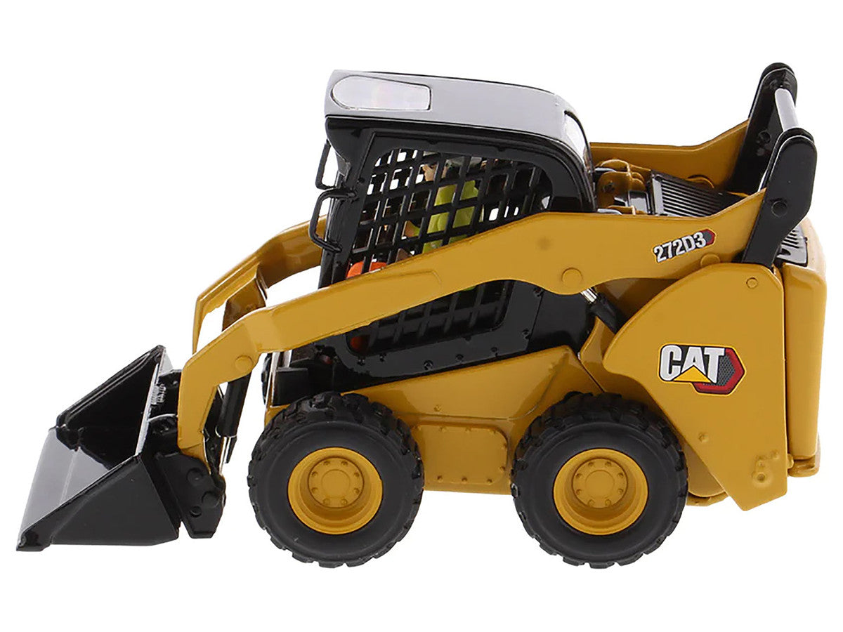 CAT Caterpillar 272D3 Skid Steer Loader with Operator Yellow "High Line" Series 1/32 Diecast Model by Diecast Masters-2