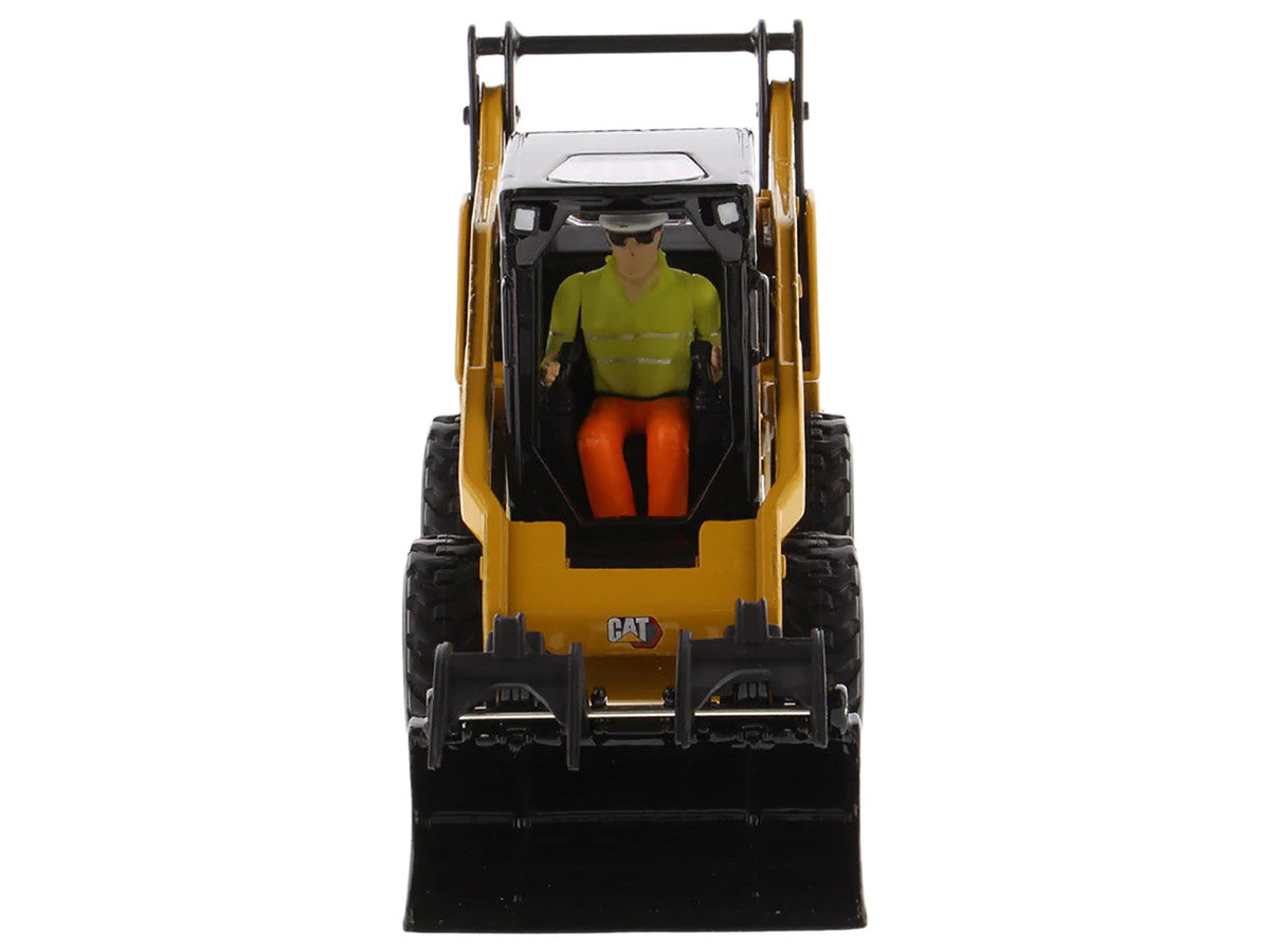 CAT Caterpillar 272D3 Skid Steer Loader with Operator Yellow "High Line" Series 1/32 Diecast Model by Diecast Masters-4