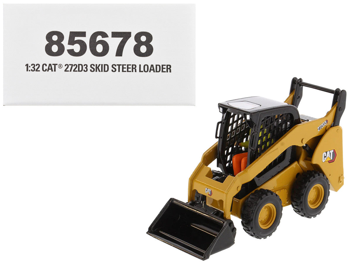 CAT Caterpillar 272D3 Skid Steer Loader with Operator Yellow "High Line" Series 1/32 Diecast Model by Diecast Masters-0