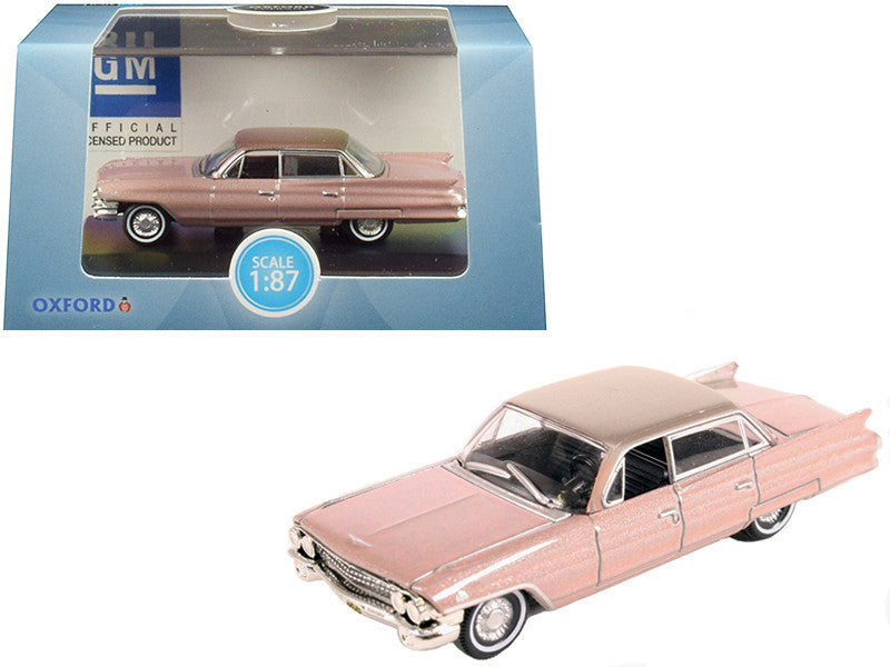 1961 Cadillac Sedan DeVille Metallic Pink 1/87 (HO) Scale Diecast Model Car by Oxford Diecast-0