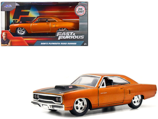 Dom's Plymouth Road Runner Orange Metallic with Matt Black Hood "Fast & Furious" Series 1/32 Diecast Model Car by Jada-0