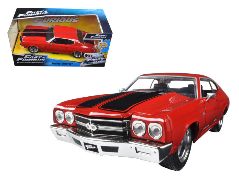 Dom's Chevrolet Chevelle SS Red with Black Stripes "Fast & Furious" Movie 1/24 Diecast Model Car by Jada-0
