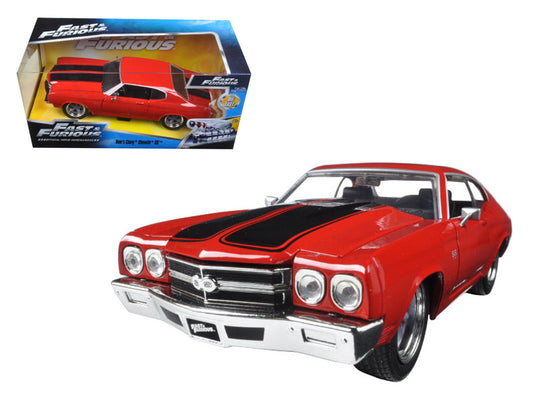 Dom's Chevrolet Chevelle SS Red with Black Stripes "Fast & Furious" Movie 1/24 Diecast Model Car by Jada-0