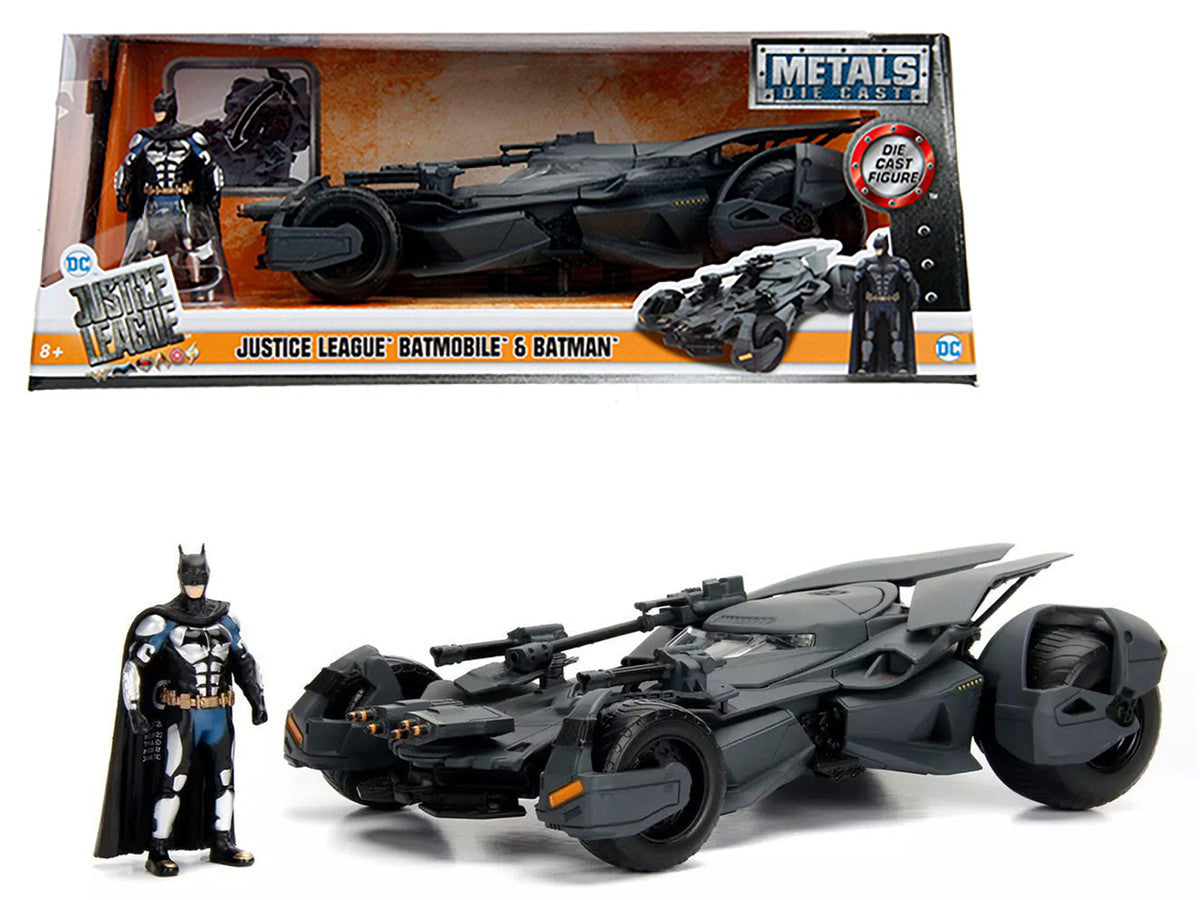 2017 Justice League Batmobile with diecast Batman Figure 1/24 Diecast Model Car by Jada-0