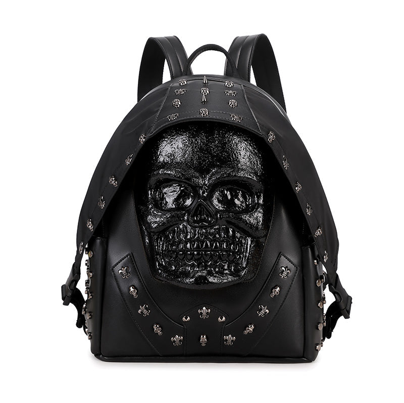 3D Backpack 3D  PU Leather Skull Studded Computer Backpack-1